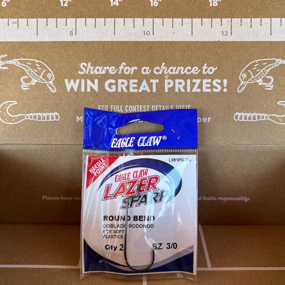 COPY - Eagle Claw Lazer Sharp Hooks for Soft Plastic L091PG-Size 3/0 - Picture 3 of 3